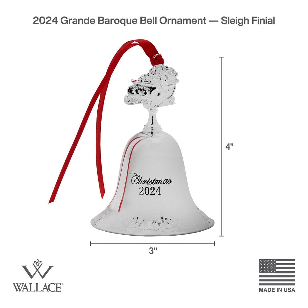 2024 Silver Plate Grande Baroque Bell Ornament. 30th Edition - Image 4