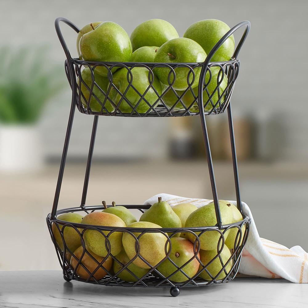 Loop and Lattice 2 Tier Basket with Divider - Image 2