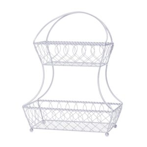 Loop and Lattice 2 Tier White Flatback Fruit Storage Basket