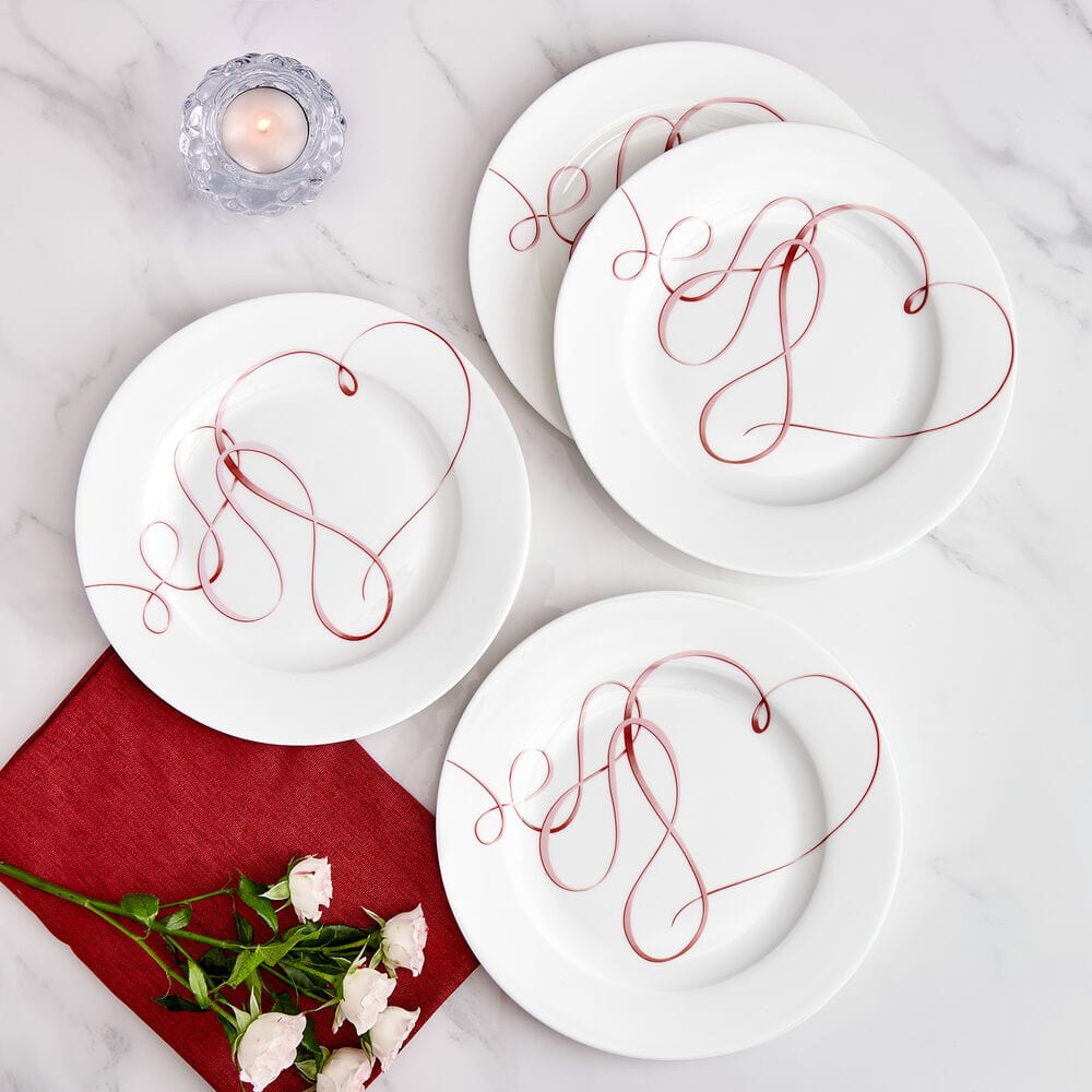 Love Story Pink Set of 4 Salad Plates - Image 2