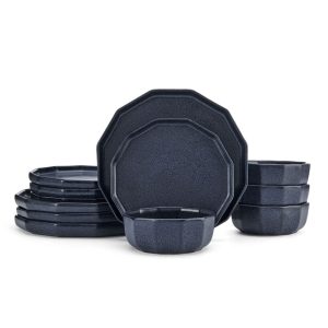 Luxor Blue 12 Piece Dinnerware Set. Service for 4