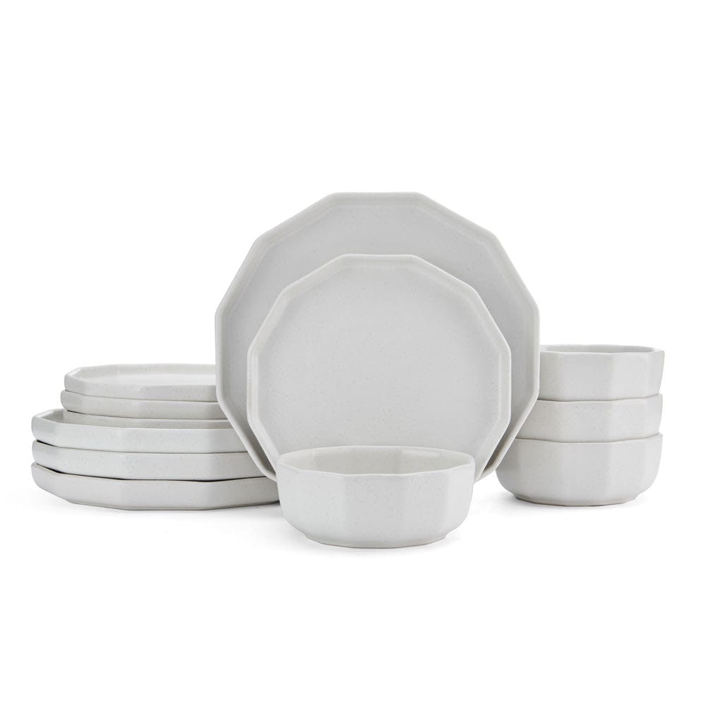 Luxor White 12 Piece Dinnerware Set. Service for 4