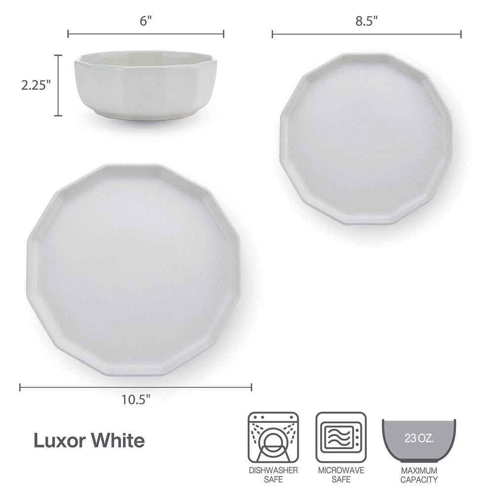 Luxor White 12 Piece Dinnerware Set. Service for 4 - Image 5