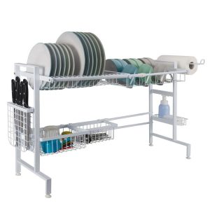 Over the Sink 2 Tier Expandable Organizer Dish Drying Rack