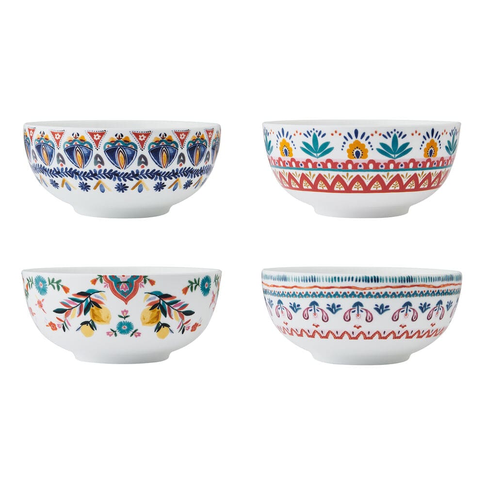 Painted Medallion Set of 4 Soup Cereal Bowls - Image 4