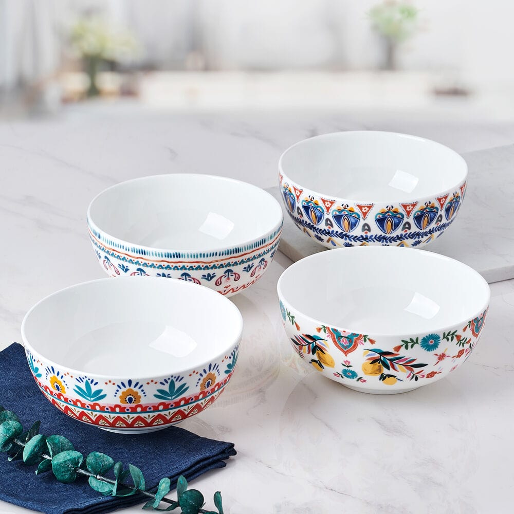 Painted Medallion Set of 4 Soup Cereal Bowls - Image 2