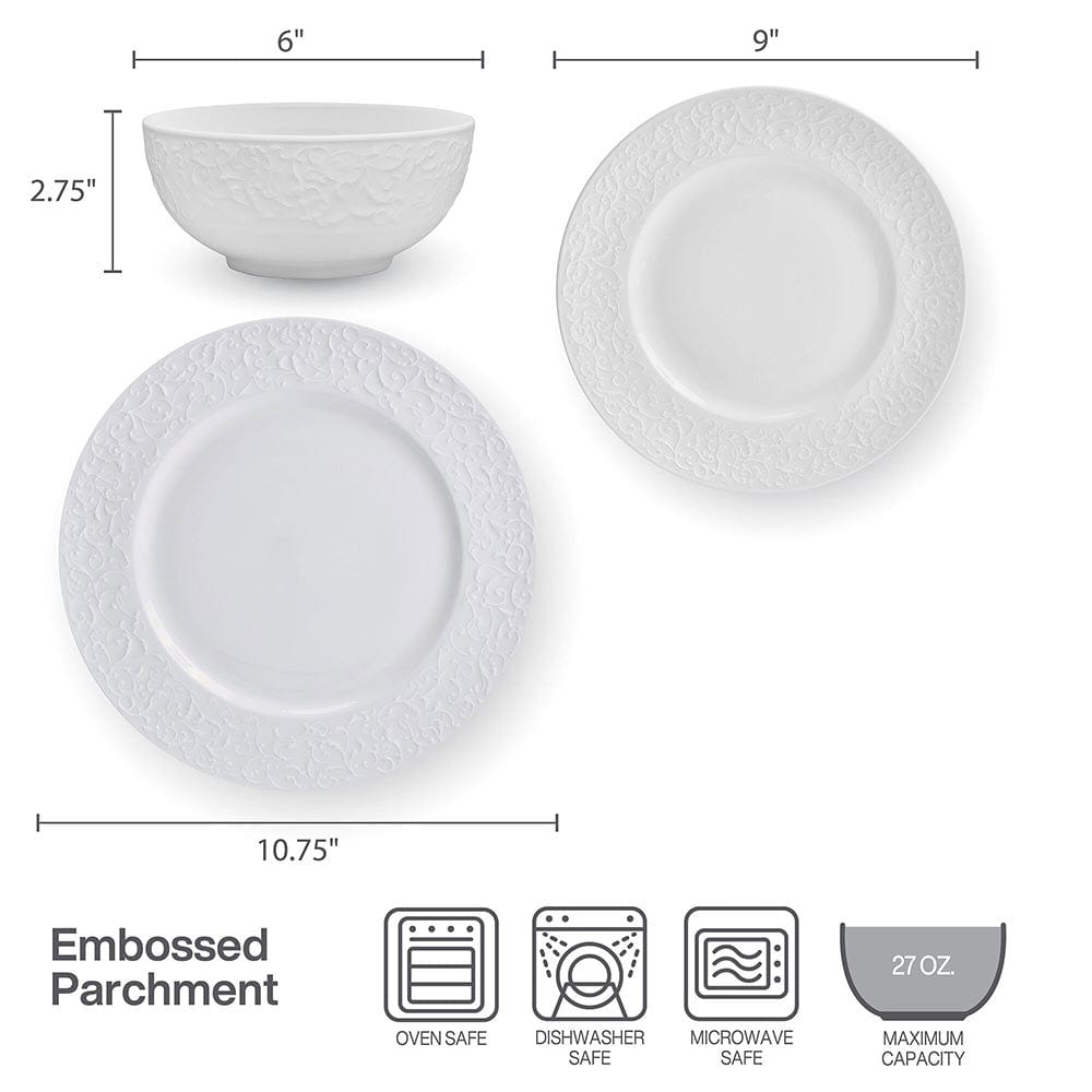 Parchment White 18 Piece Dinnerware Set. Service for 6 - Image 5