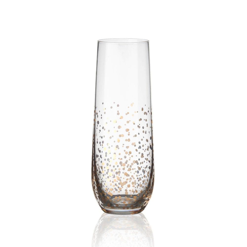 Party Set of 4 Gold Stemless Flute Glasses - Image 3