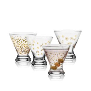 Party Set of 4 Stemless Martini Glasses
