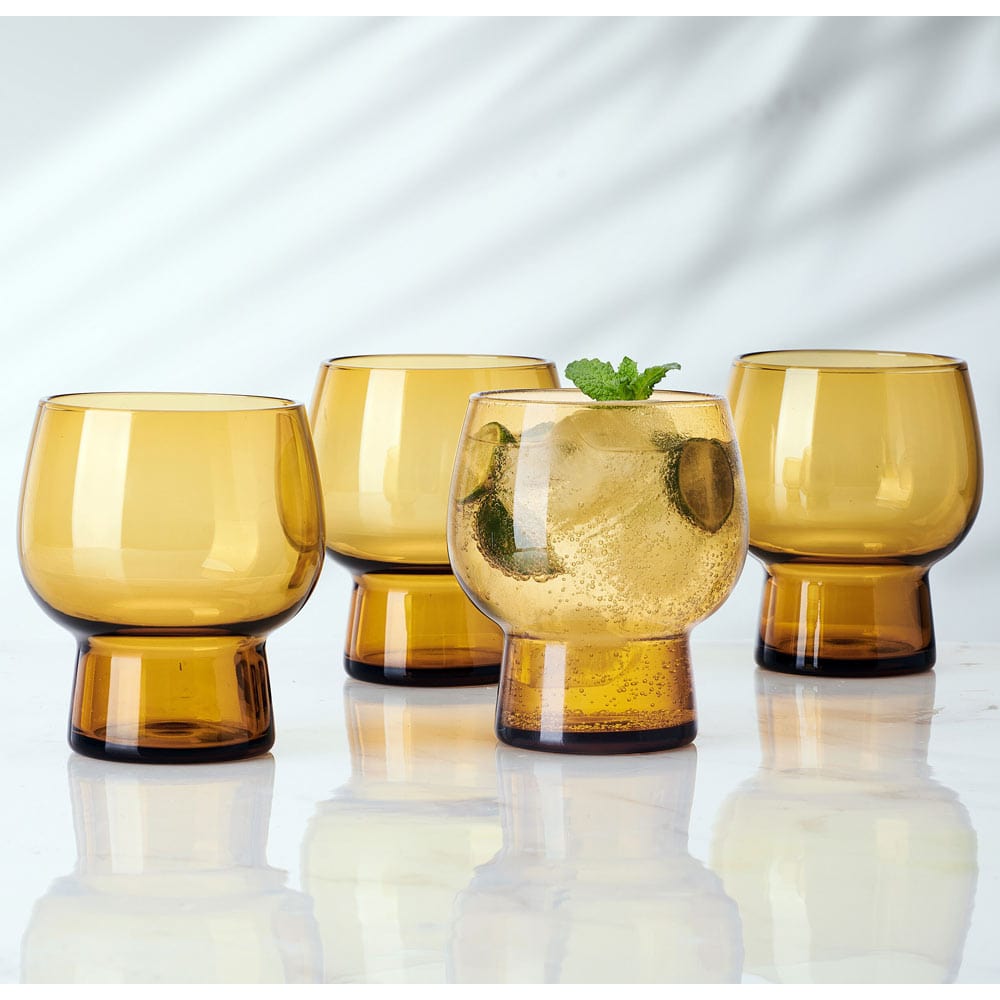 Phoebe Amber Set of 4 Double Old Fashioned Glasses - Image 2