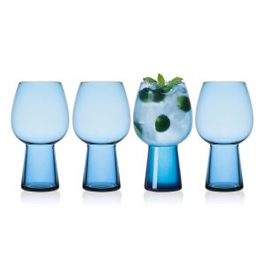 Phoebe Blue Set of 4 Goblet Beverage Glasses