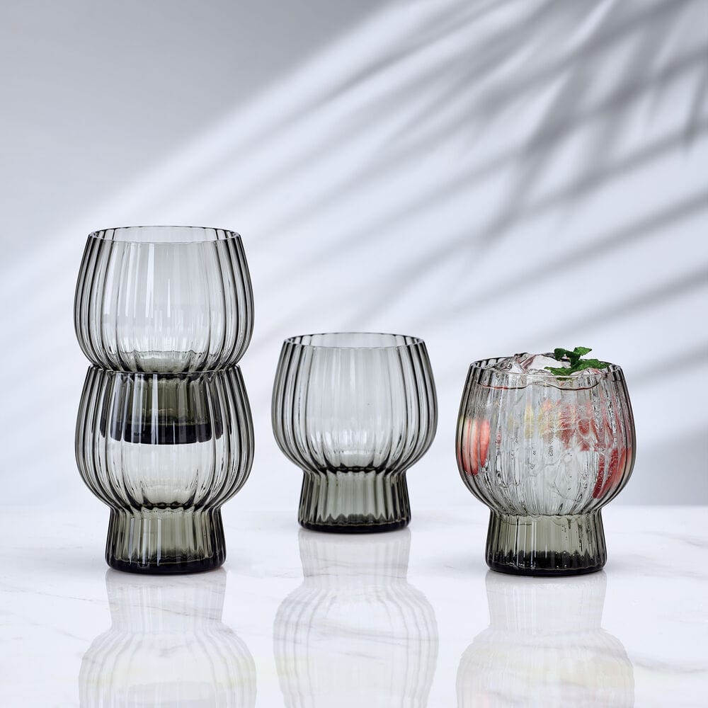 Phoebe Optic Smoke Set of 4 Double Old Fashioned Glasses - Image 2