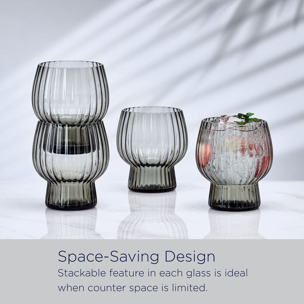 Phoebe Optic Smoke Set of 4 Double Old Fashioned Glasses - Image 7