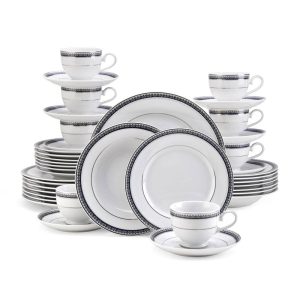 Platinum Crown Cobalt 40 Piece Dinnerware Set. Service for 8
