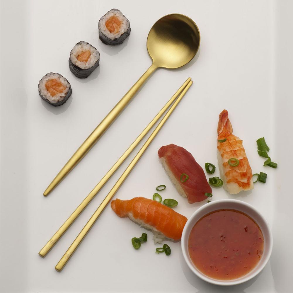 Studio Nova Gold Chopsticks and Spoon Set - Image 2