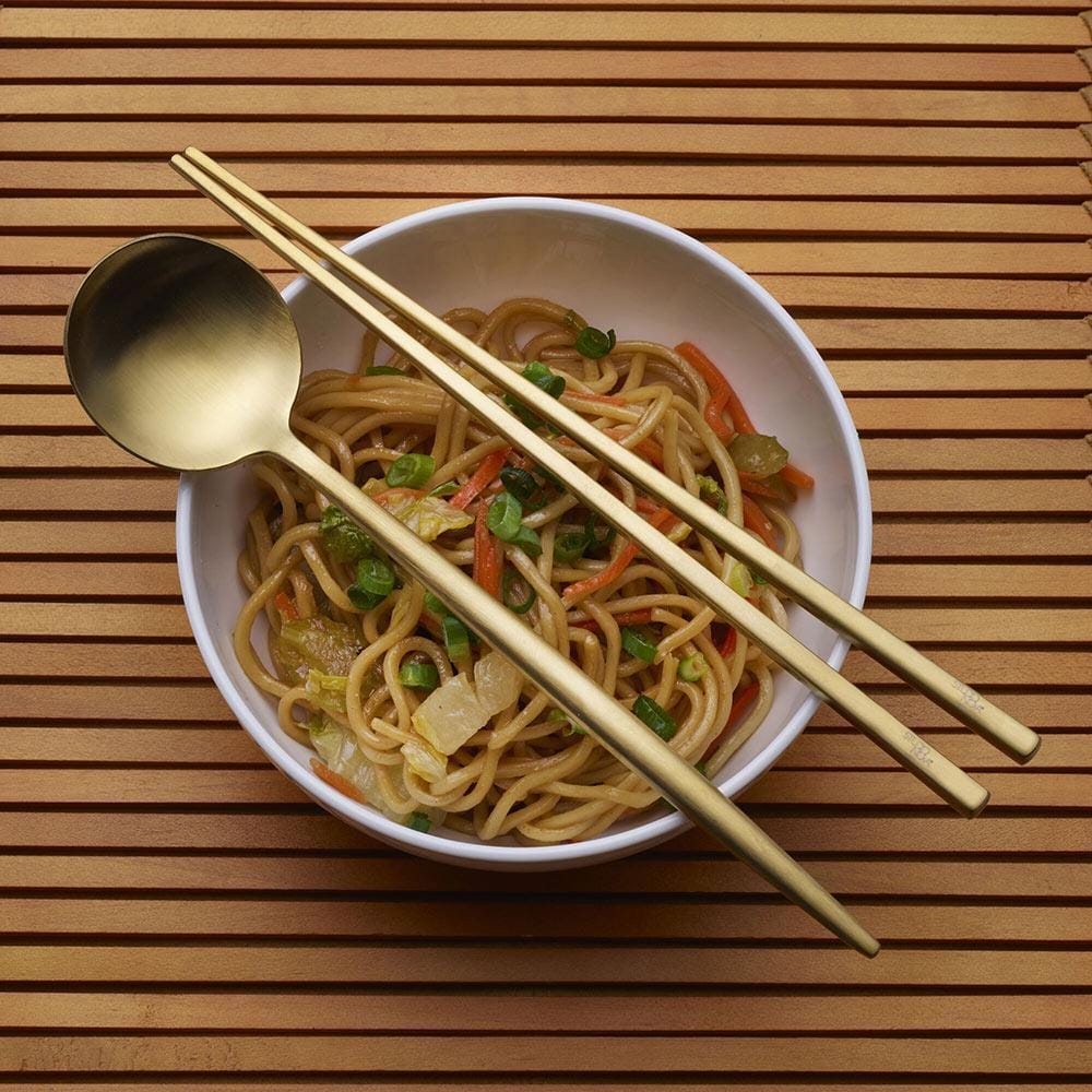 Studio Nova Gold Chopsticks and Spoon Set - Image 3