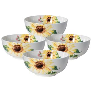 Sunflower Set of 4 Soup Cereal Bowls
