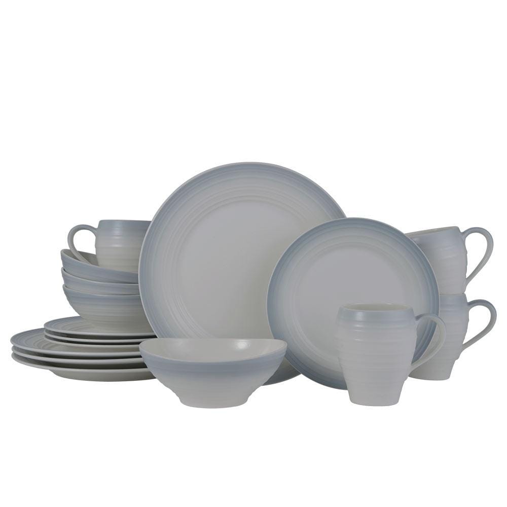 Swirl Ombre Grey 16 Piece Dinnerware Set. Service for 4