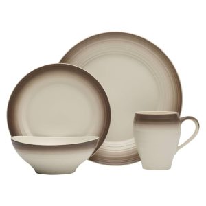 Swirl Ombre Mocha 16 Piece Dinnerware Set. Service for 4