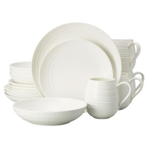 Swirl White Coupe 16 Piece Dinnerware Set. Service for 4