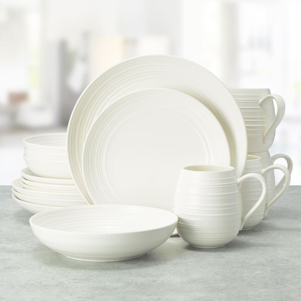 Swirl White Coupe 16 Piece Dinnerware Set. Service for 4 - Image 2