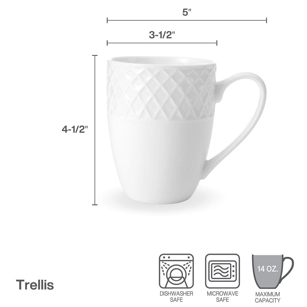 Trellis White Set of 4 Mugs - Image 5