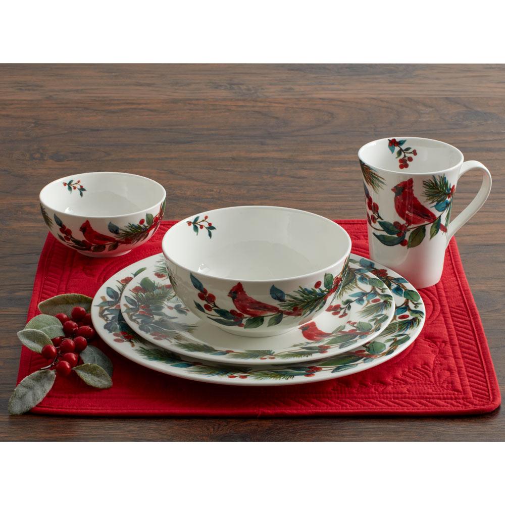 Winter Cardinal Set of 4 Dinner Plates - Image 2